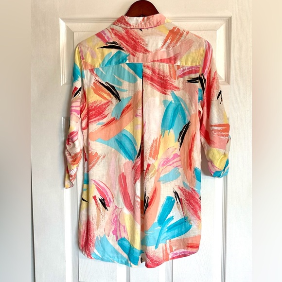 Northern Reflection Women’s Linen Blend Abstract Button-Up Shirt Size Medium - Picture 5 of 14
